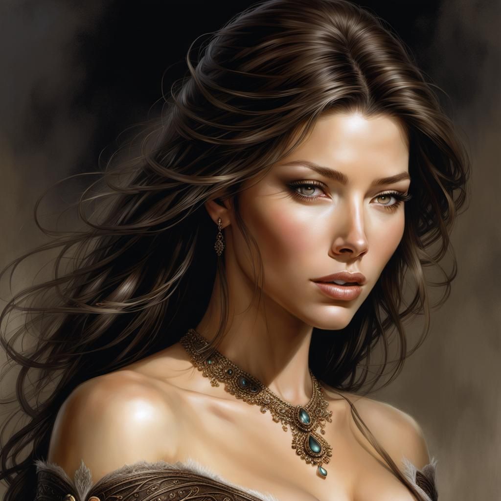 Detailed Portrait of Jessica Biel in Digital Painting Style