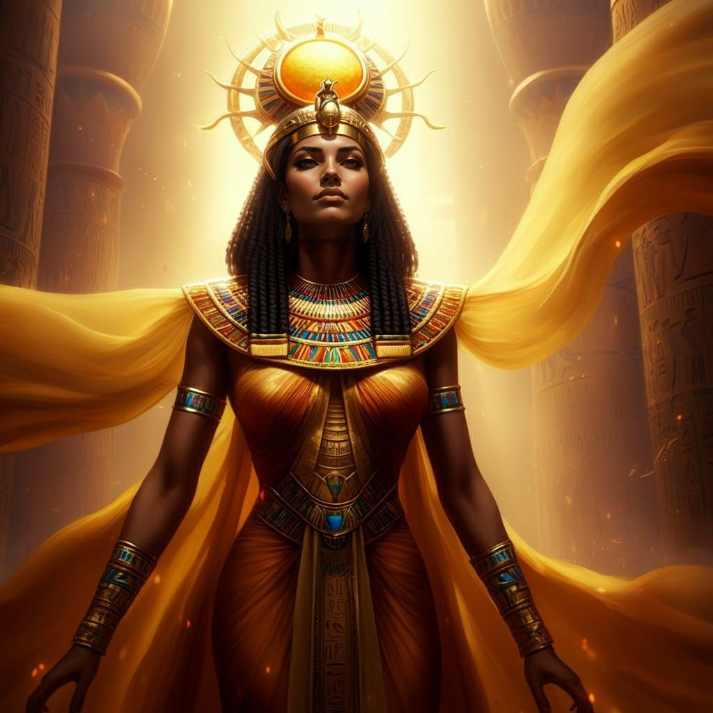Egyptian Solar Goddess Raet Soaks in Temple Sunlight