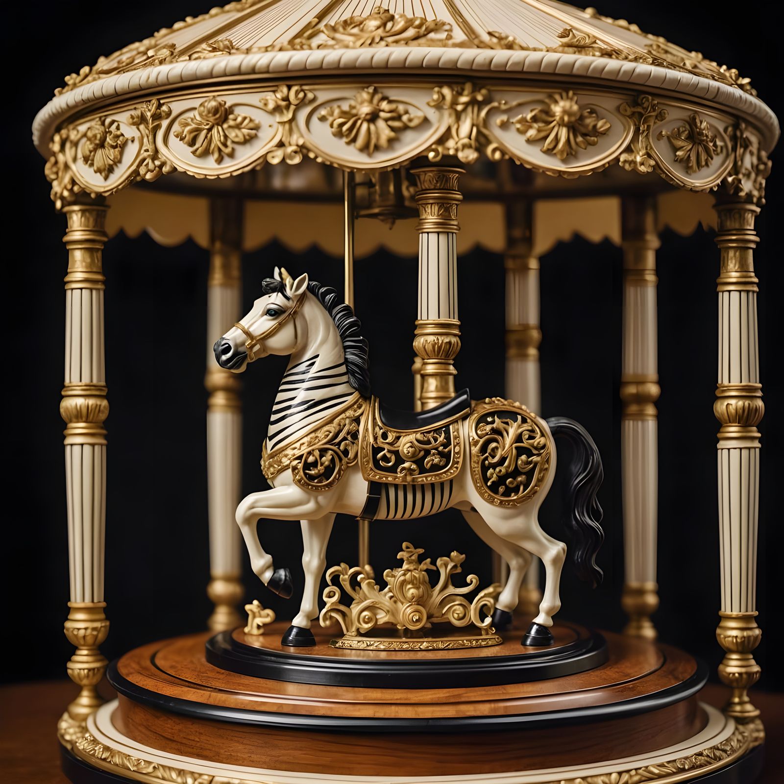 Zebra carousel music box