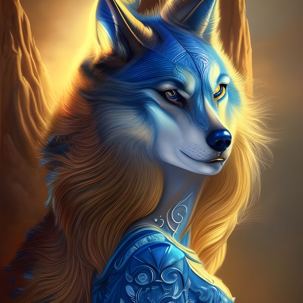 Neo-Victorian Blue Wolf Portrait in Unreal Engine 5