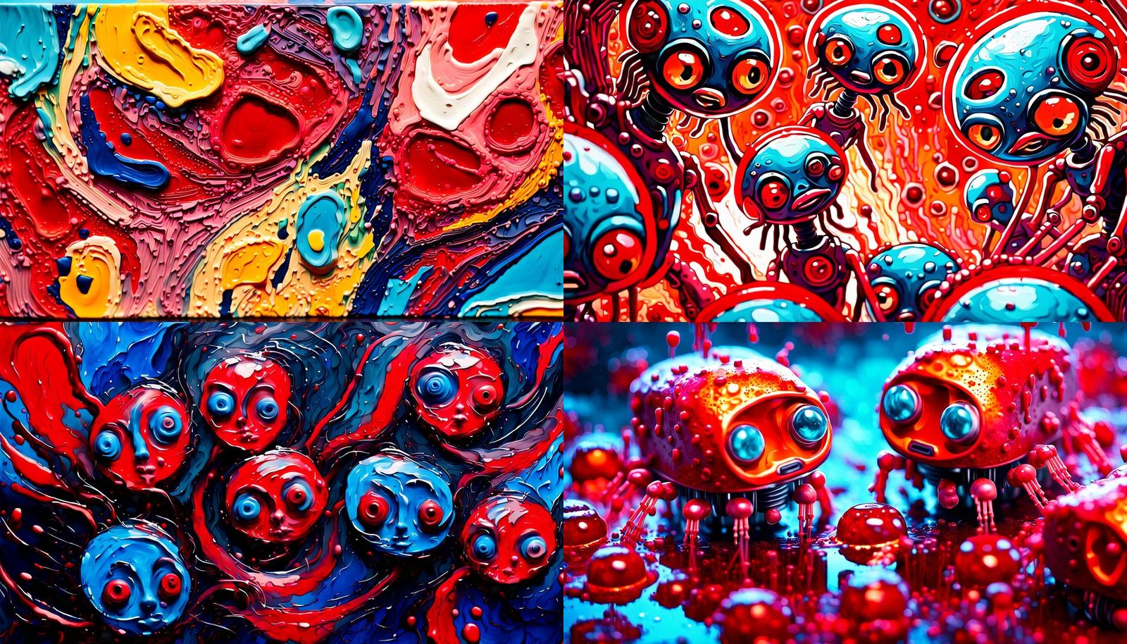 AI Nanobots Cleaning Blood: Impasto Acrylic Painting