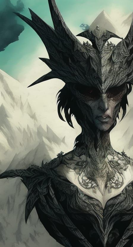 Celtic Goddess with Filigree Mask and Floral Tattoos