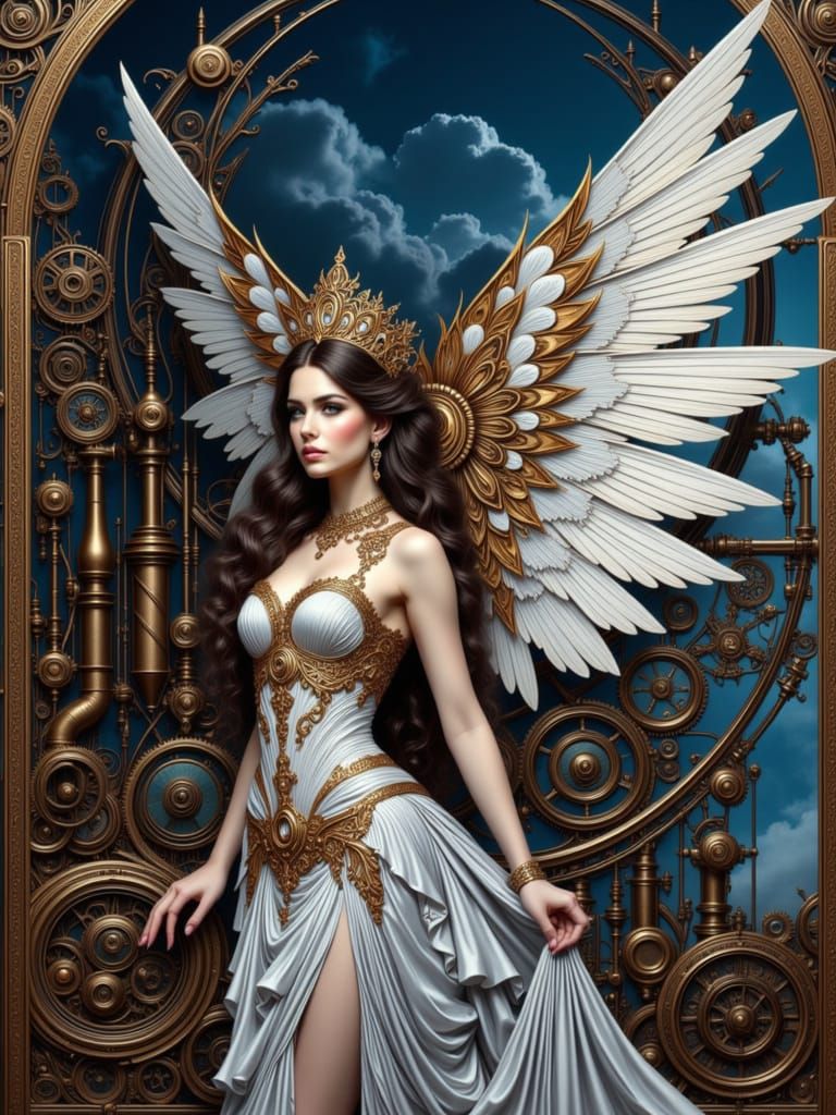 Steampunk Goddess in Hyperrealistic Style