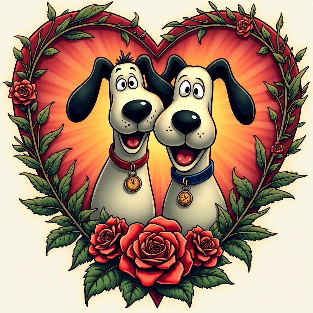 Loveable Duo in Heartfelt Tattoo Design