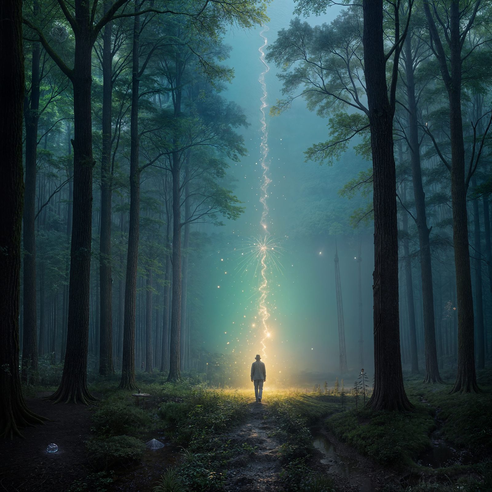 Magical World Reflected in Hyperrealistic Raindrop