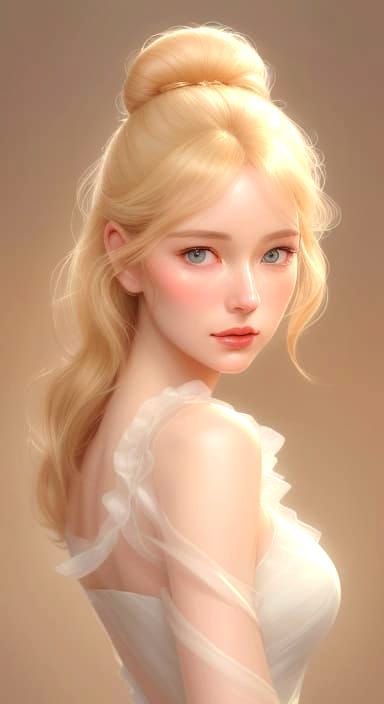 1950s Pin-Up Woman Portrait in Soft Romantic Style