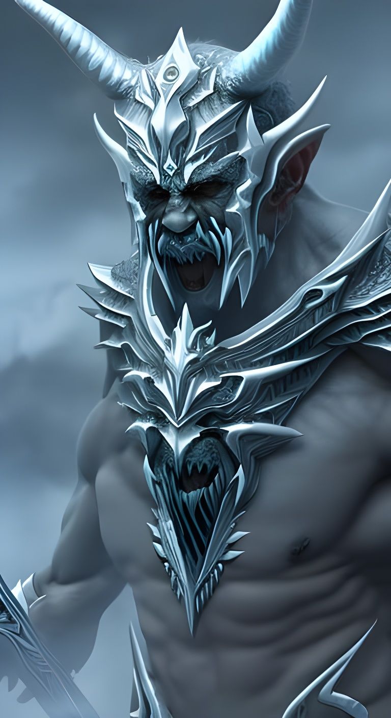 Detailed Ice Demon Portrait in Fantasy Art Style