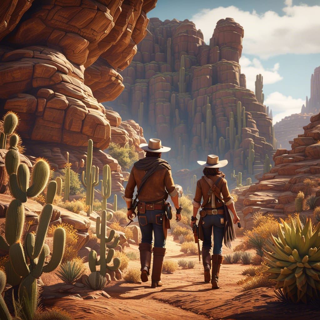 Cowboy and Cowgirl's Perilous Desert Treasure Hunt