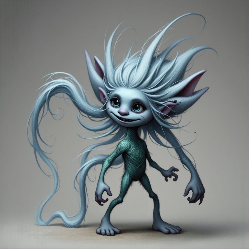 Mystical Wisp Creature in Whimsical Fantasy Style