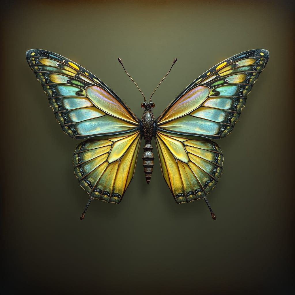 Surreal Butterfly Skeleton in Dreamlike Style
