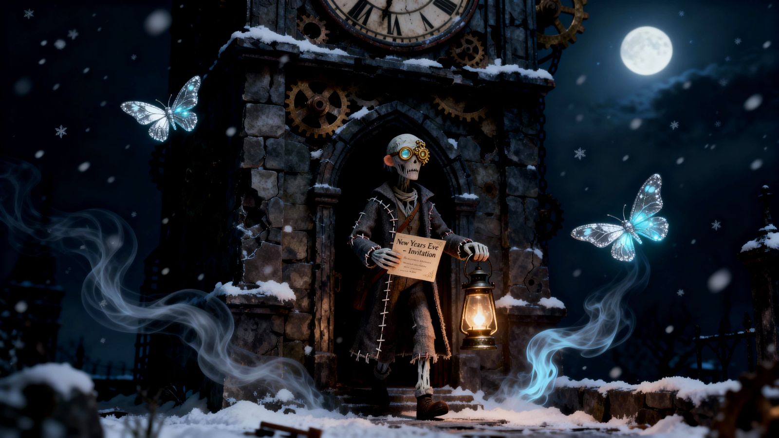 Gothic Clocktower Ball Invitation in Stop Motion Style