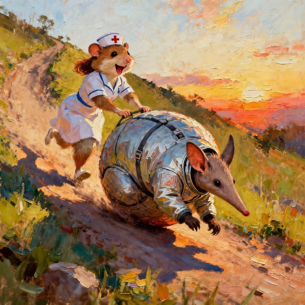 Hamster Rolls Aardvark Downhill