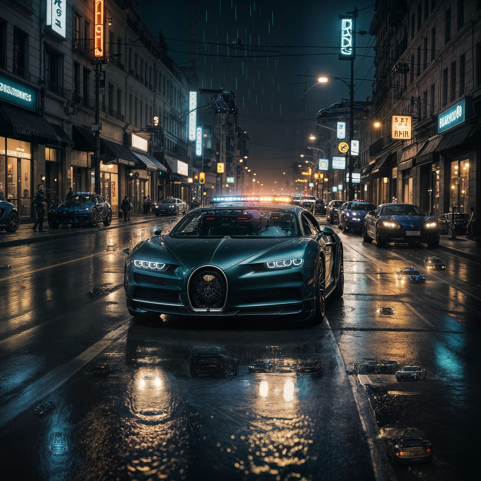 Police Chase: Bugatti Chiron in Cinematic Style