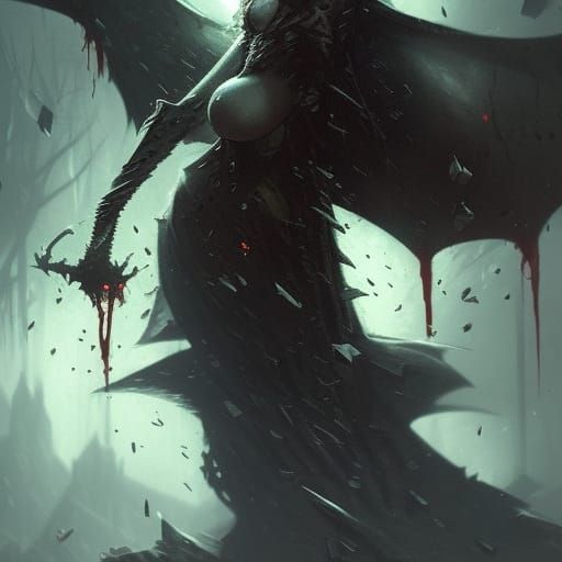 Dark Fantasy Vampire in Post Office, Detailed Art