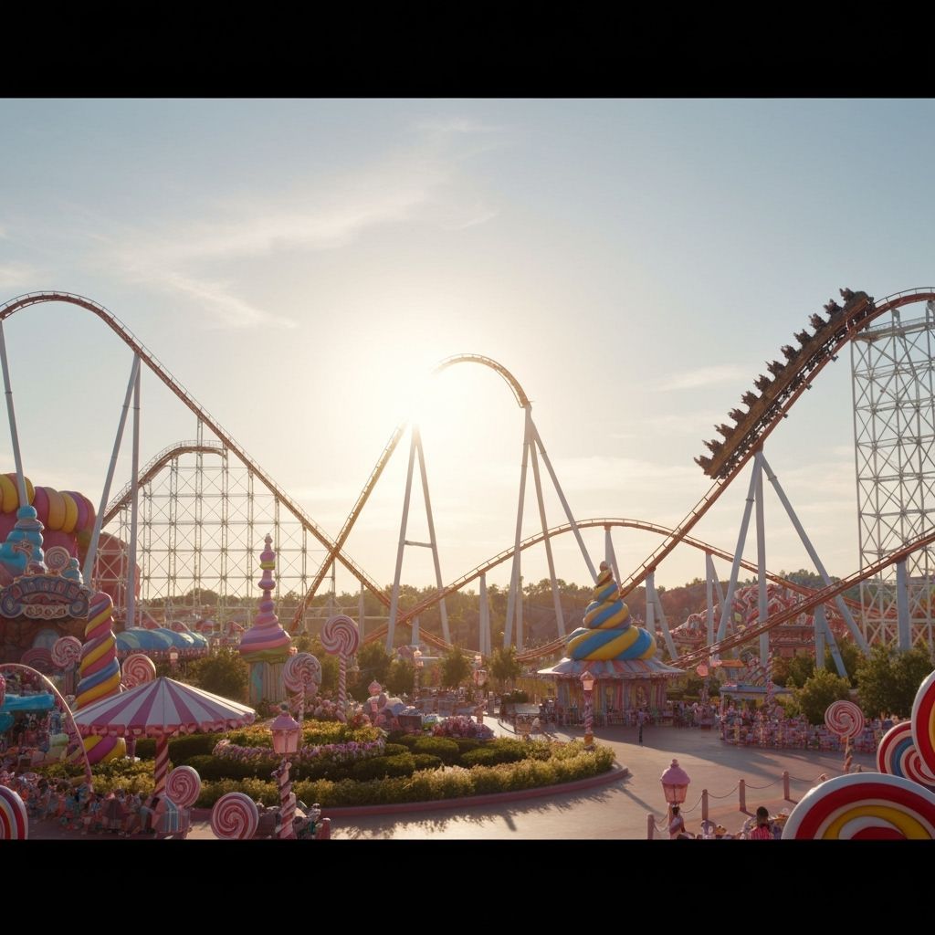 Candy Amusement Park in the Clouds: A Digital Art Piece
