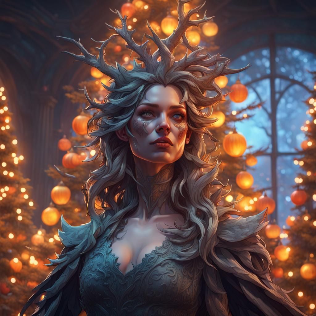 Festive Halloween-Christmas Tree Portrait
