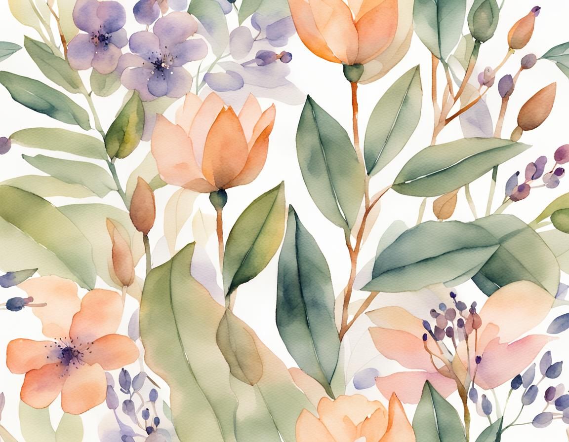 Whimsical Watercolor Flowers in Pastel Hues