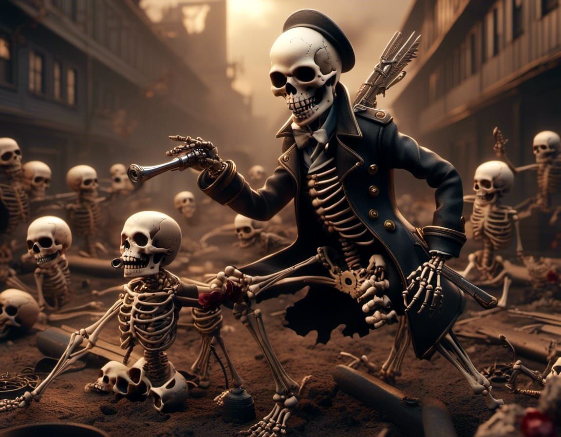 Jazzy Skeletons dancing in the street