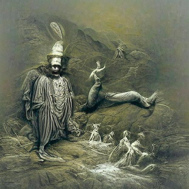 The Fool Engraving in Dore Style