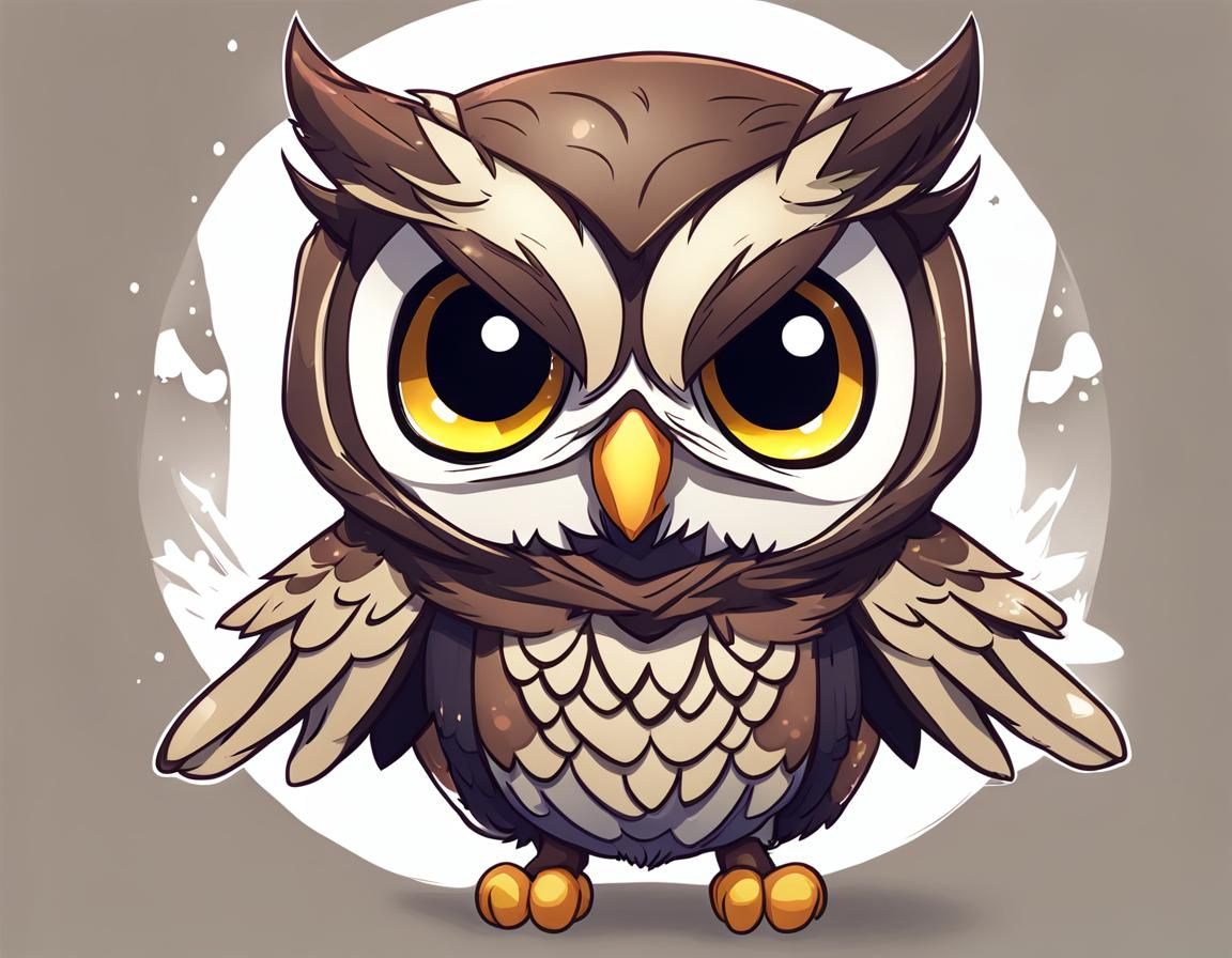 Cute Chibi Owl in Anime Style