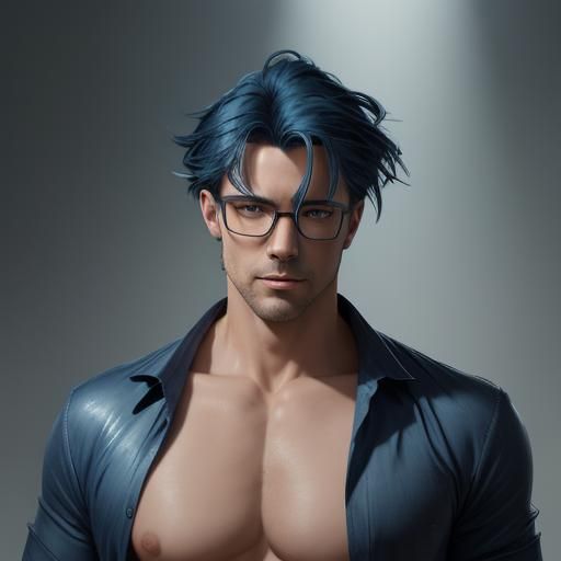 Handsome Android Model Catwalk Portrait in Hyperrealistic St...