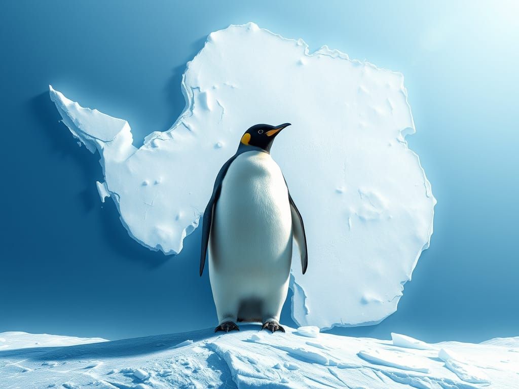 Majestic Emperor Penguin on Realistic Antarctica Landscape