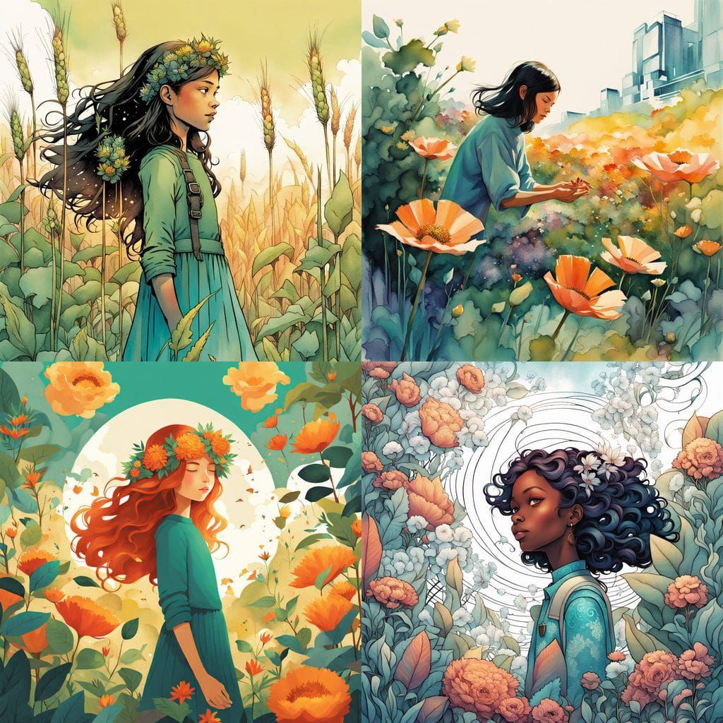 Girl Empowers Plants with Flower Power in Comic Book Art