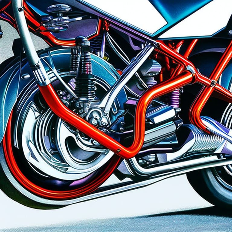 Cyber Motorcycle Close-Up: Hyperrealistic Cyberpunk Art
