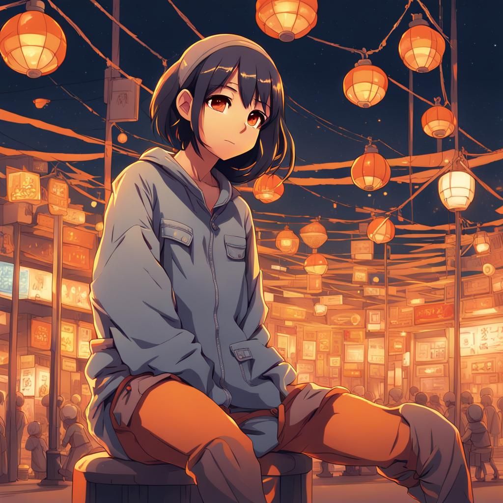 Indian Woman Bopping Head in Anime Key Visual Style