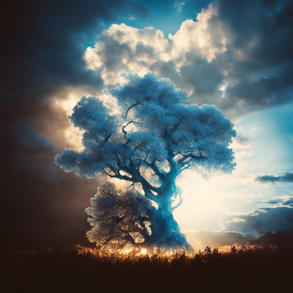 Hyperrealistic Portrait in Mesmerizing Blue Gradient