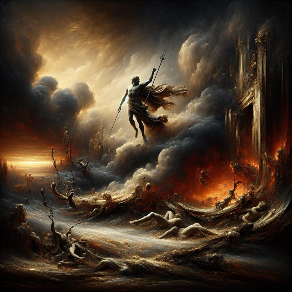 Dramatic Surrealist Masterpiece: Prometheus Emerges from Got...