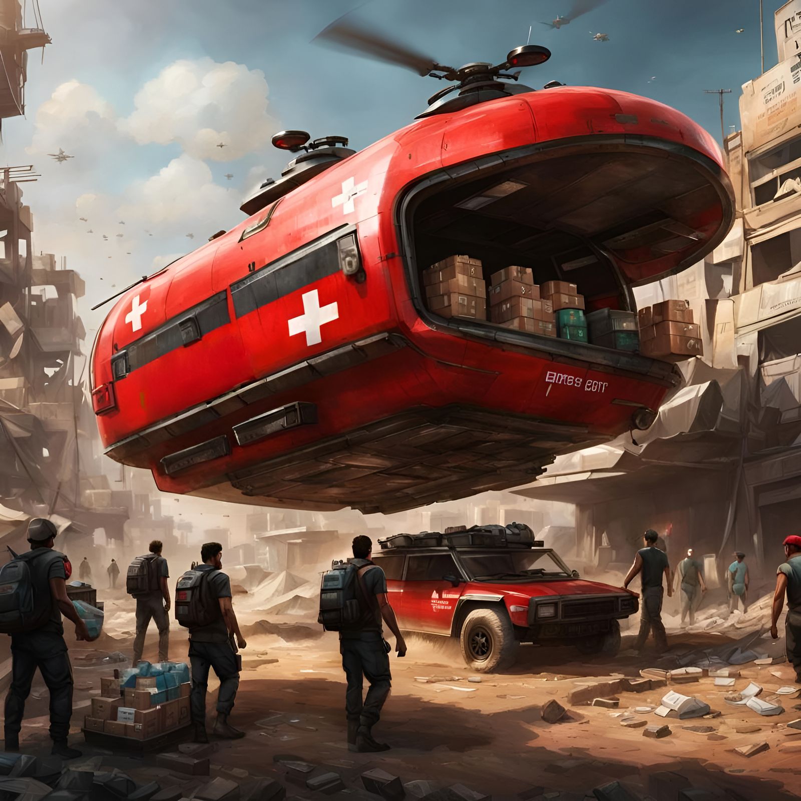 Red Cross emergency aid delivery, 2099