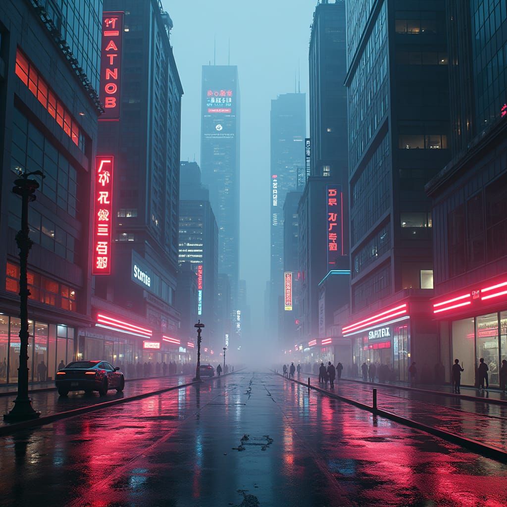 Dystopian Megaplex: Futuristic Cityscape in Cyberpunk Style