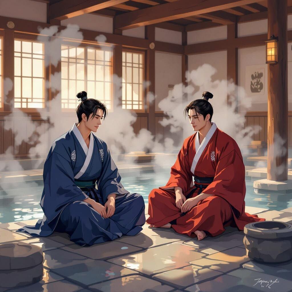 Korean Bathhouse Serenity: Friends in a Jjimjilbang
