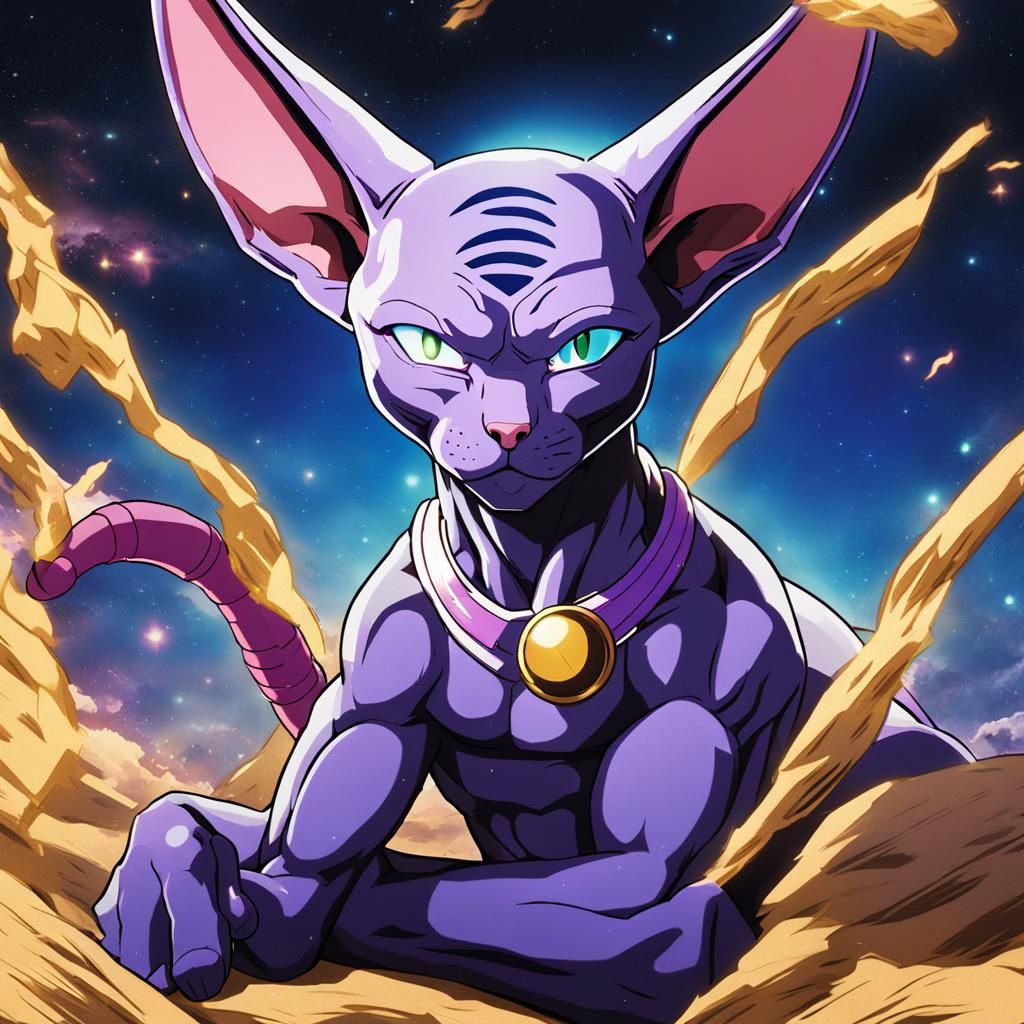 Beerus Sphinx Cat: Cel-Shaded Manga Scan