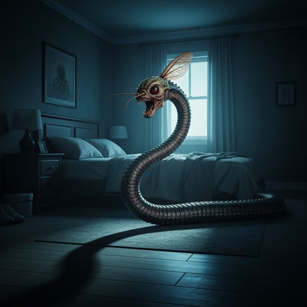 Horror Creature Slithering In Realistic Bedroom