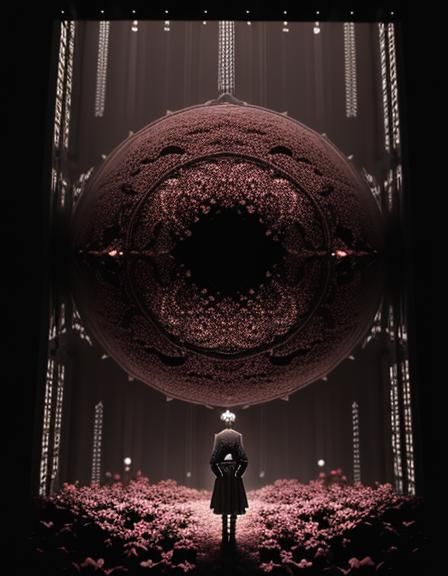 Chocolate Dress with Fractal Rose Background