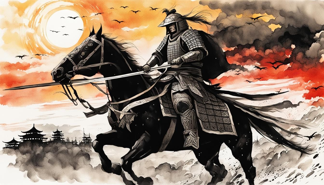 47 Ronin Prepare for Battle: Japanese Ink Painting