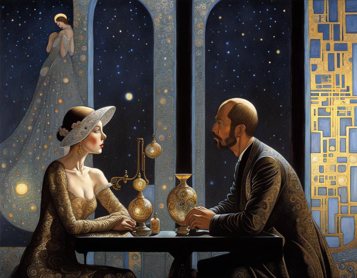 Starship Cafe: Earth View in Ethereal Oil Painting