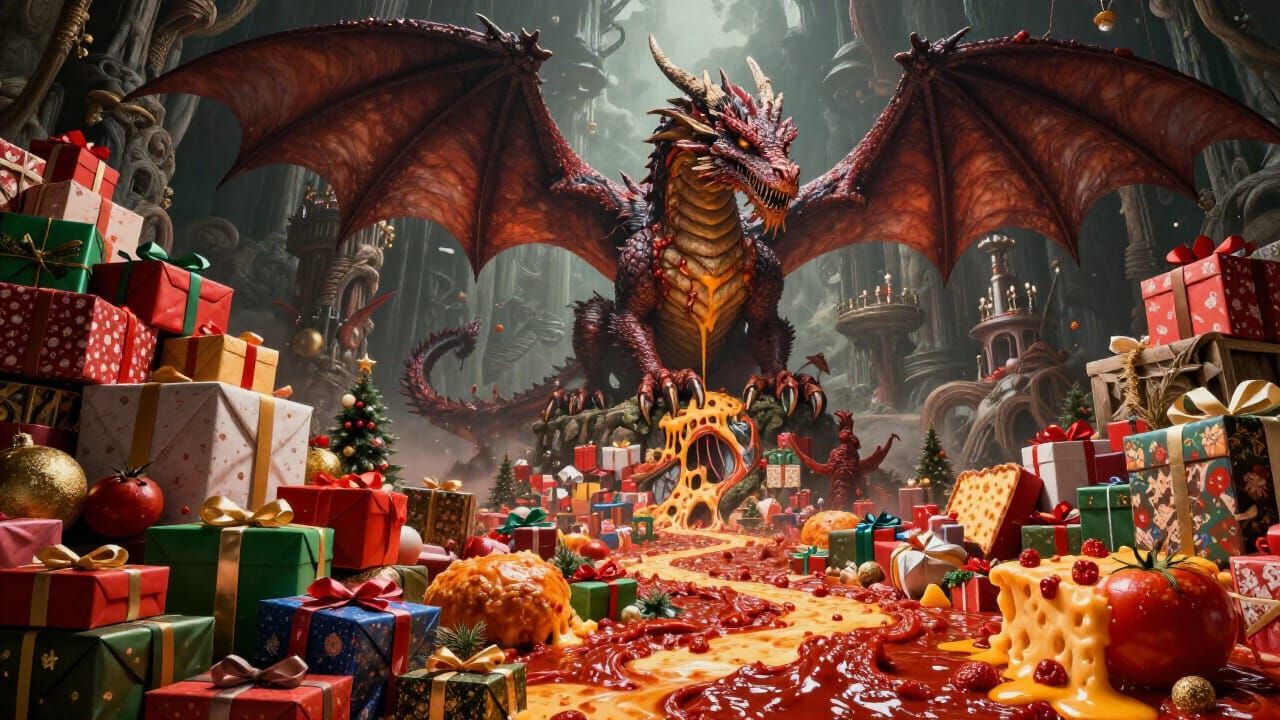 Dragon Canelloni's Nest: Surreal Tower Lair with Food Chaos