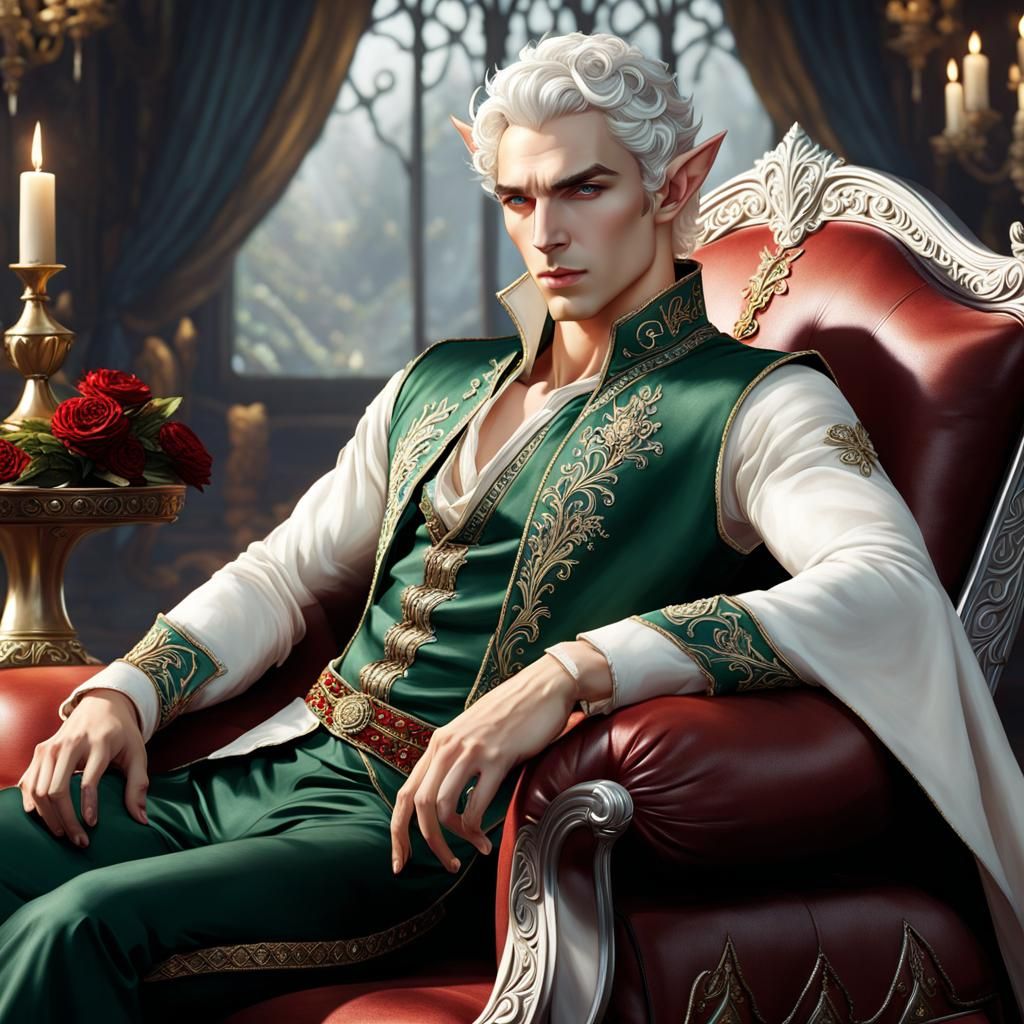 Pale Elf Lounging with Delicate Features