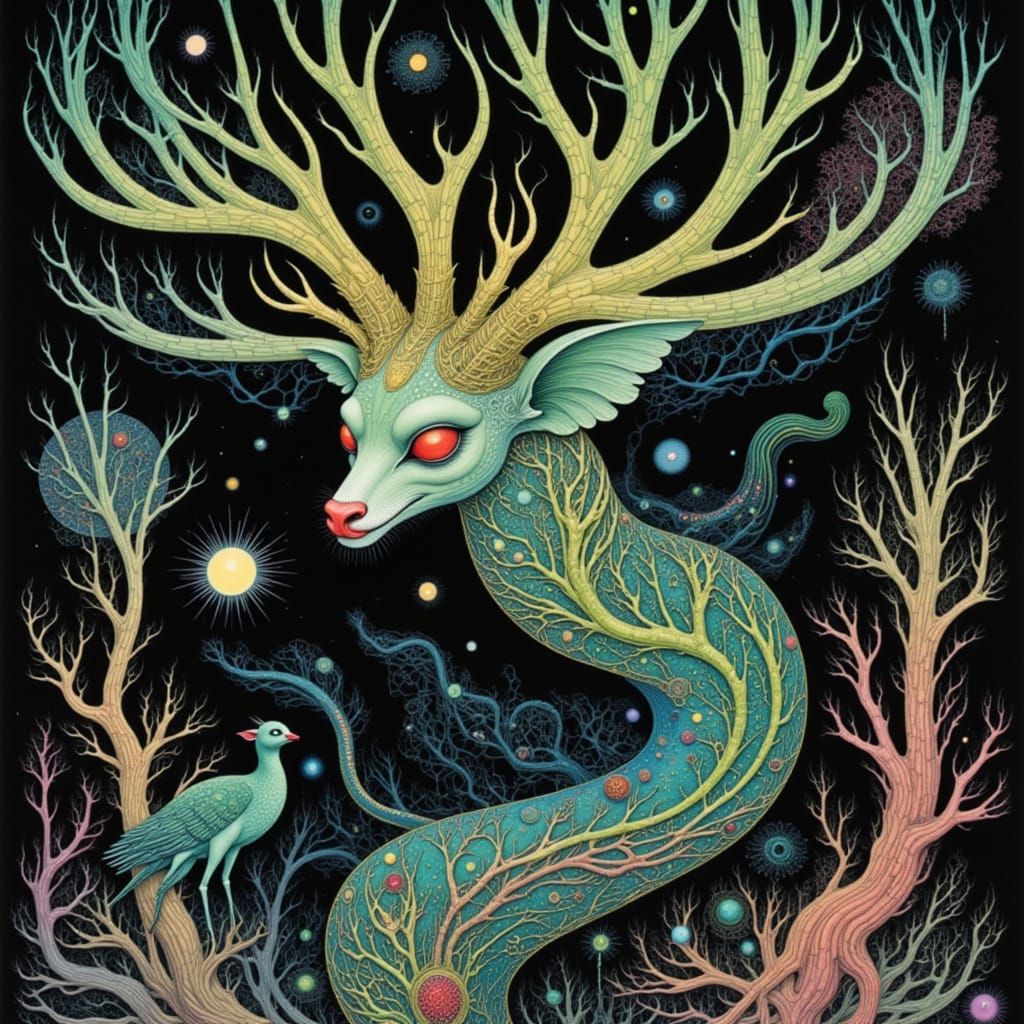 Psychedelic Forest Fairy by Moebius in Science Fiction Style