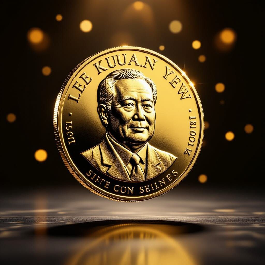 Lee Kuan Yew Gold Coin Tossed Mid-Air