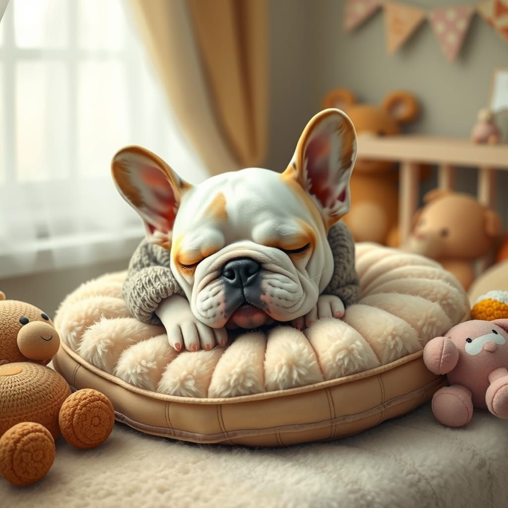 Cozy Bulldog Infant in Whimsical Nursery
