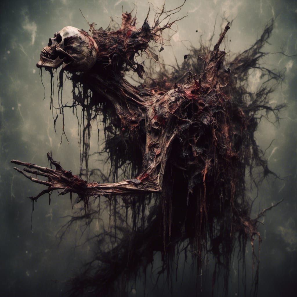 Macabre Feast: A Darkly Beautiful Goat Scene