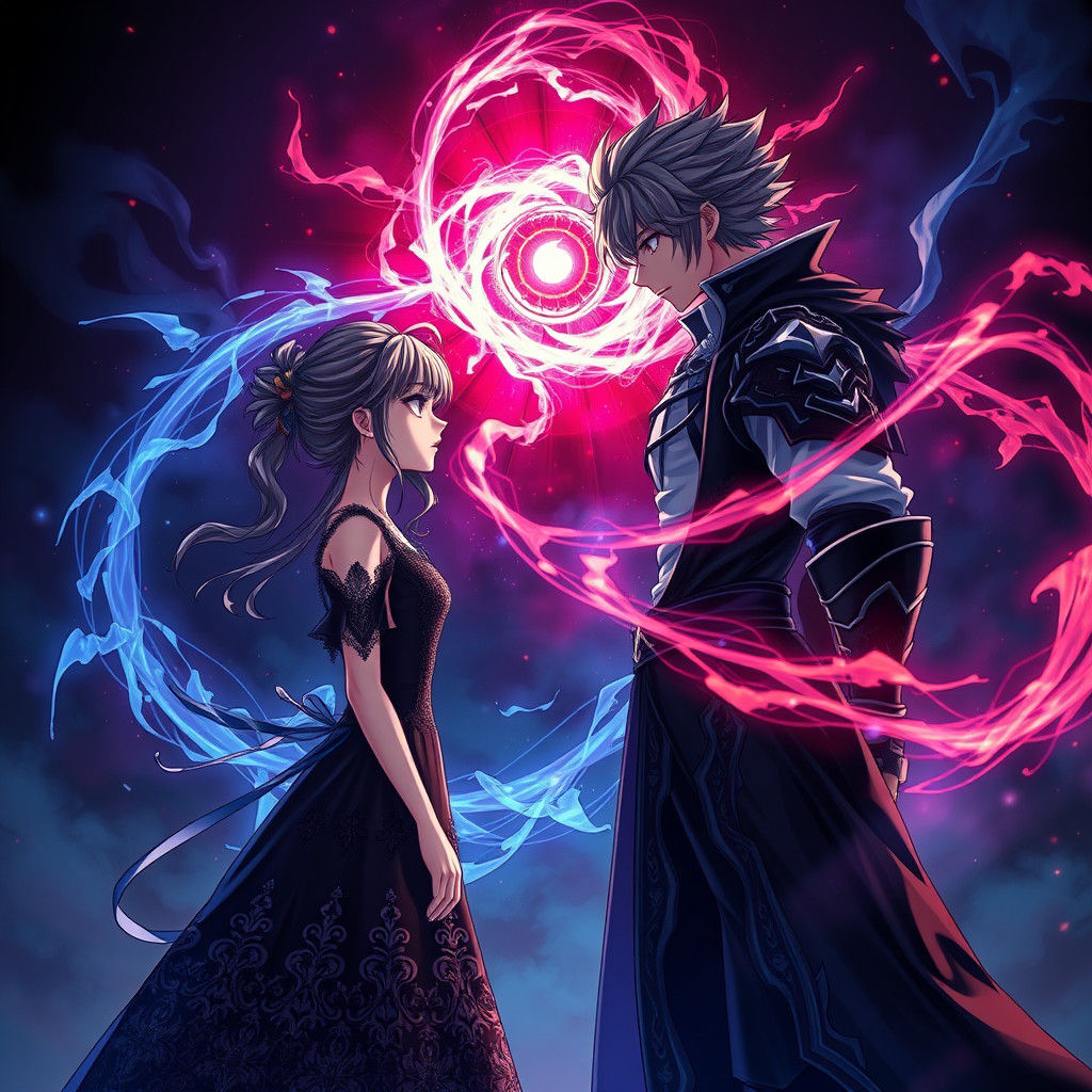 Forbidden Connection: Manga Scene with Magical Energy
