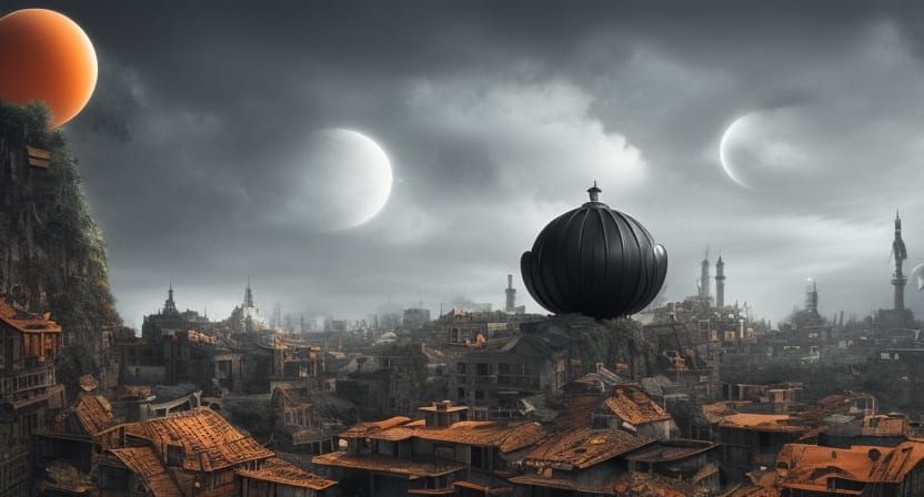 Surreal World with Round Buildings: Digital Matte Painting