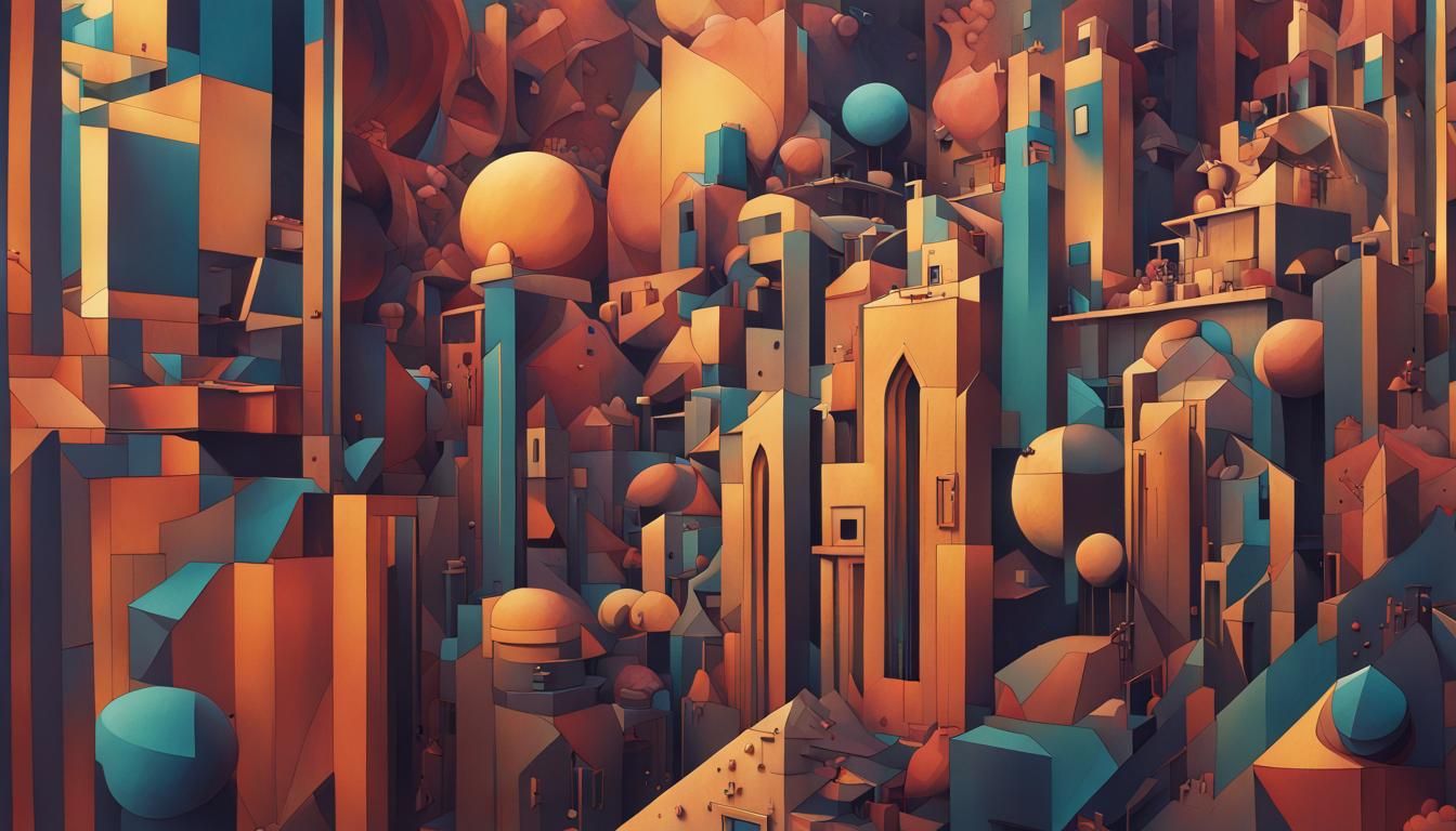 Fantasy Art Deco Geometric Painting in Klimt Style