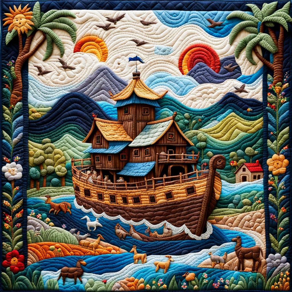 A Stunning Quilted Ark in Vibrant Needlework Detail