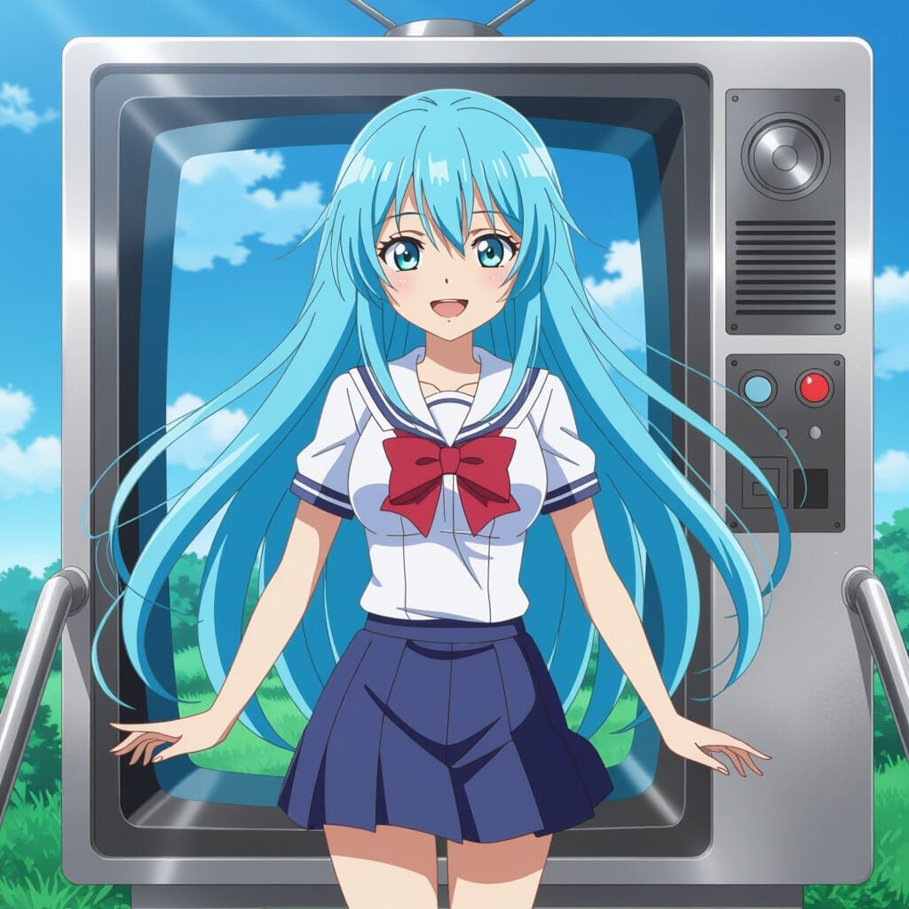 Anime Woman Steps Out of TV Screen